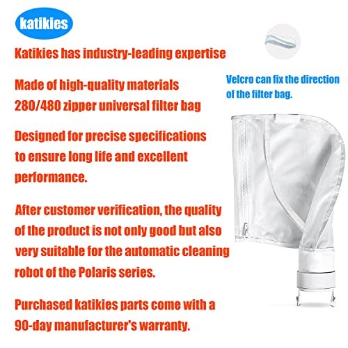 katikies 280 Pool Cleaner Bags; Replacement for Polaris 280, 480 Pool Cleaner; 3 Pack (280 White-2 Pack) - Image 5