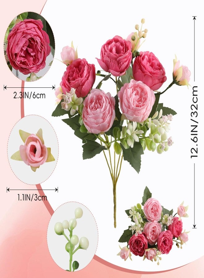 Floweroyal 2 Bunches Peony Artificial Flowers Pink Flowers Silk Peonies Bouquets for Wedding Party Table Centerpieces Floral Arrangement Home Kitchen Decor - Image 3