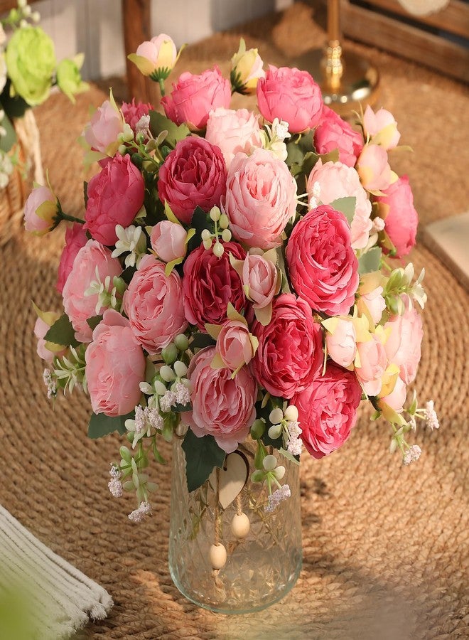 Floweroyal 2 Bunches Peony Artificial Flowers Pink Flowers Silk Peonies Bouquets for Wedding Party Table Centerpieces Floral Arrangement Home Kitchen Decor - Image 5