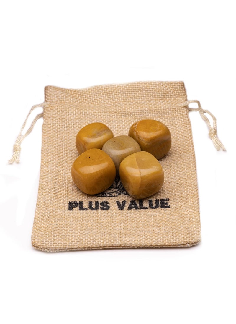 Plus Value Plus Value Yellow Aventurine Tumbled Stone Pebbles Reiki Healing Crystal Aura Chakra 100grams Jute Bag  - Image 1