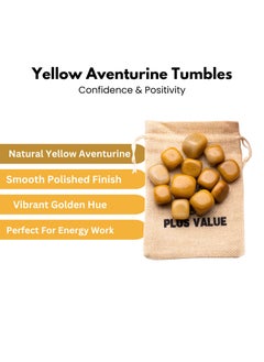 Plus Value Plus Value Yellow Aventurine Tumbled Stone Pebbles Reiki Healing Crystal Aura Chakra 100grams Jute Bag  - Image 5
