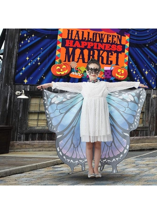 جورونب زي للفتيات بأجنحة الفراشة للهالوين، زي للأطفال بأجنحة الفراشة، زي للأطفال بأجنحة الجنية، زي الهالوين، زي تنكري، شال (3 قطع - أزرق) - Image 5