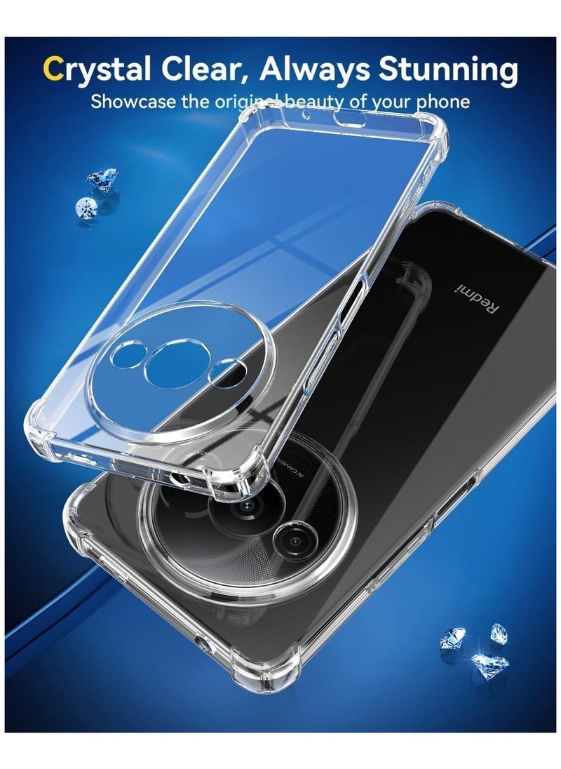 Case Compatible  Clear Silicone Case for Xiaomi Redmi A3 Not Original with Shockproof Protective Corners, Thin, Soft, Transparent Protective Case, Flexible TPU Transparent Mobile Phone Case, Scratch