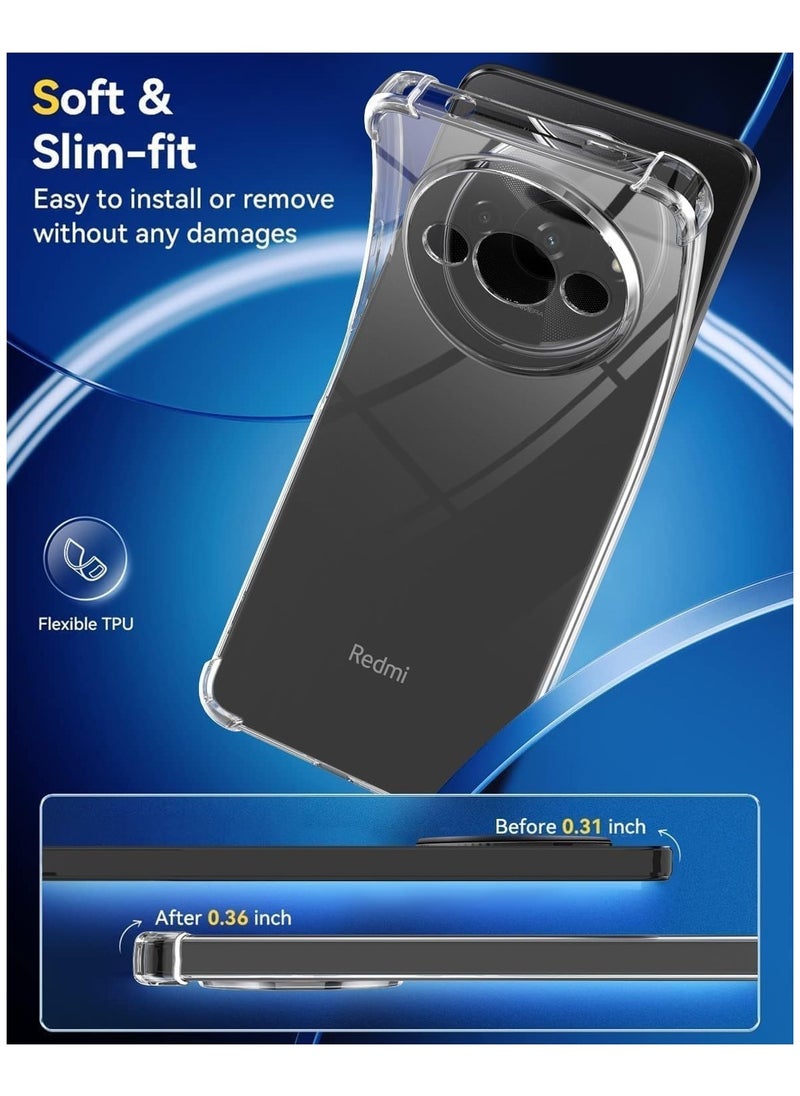 Case Compatible  Clear Silicone Case for Xiaomi Redmi A3 Not Original with Shockproof Protective Corners, Thin, Soft, Transparent Protective Case, Flexible TPU Transparent Mobile Phone Case, Scratch