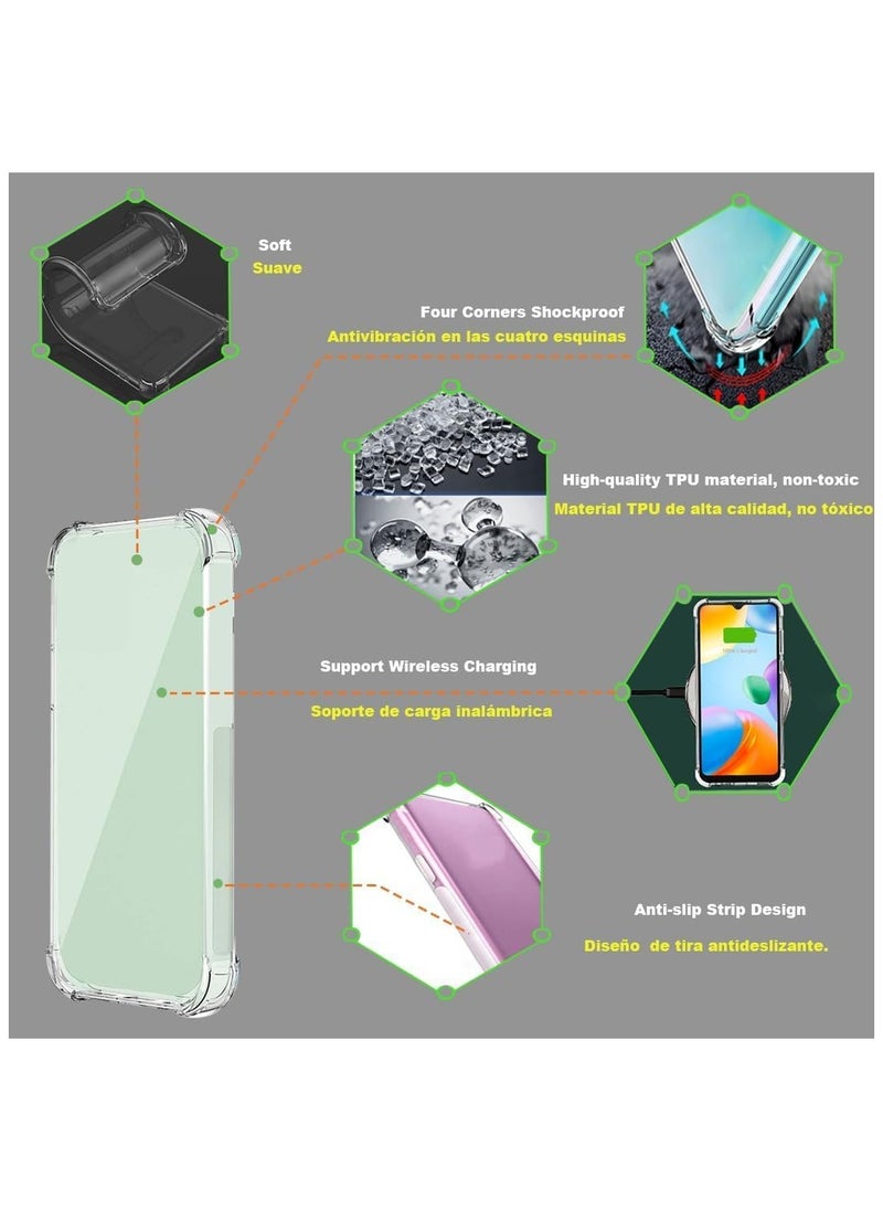 Case Compatible  Clear Silicone Case for Xiaomi Redmi A3 Not Original with Shockproof Protective Corners, Thin, Soft, Transparent Protective Case, Flexible TPU Transparent Mobile Phone Case, Scratch