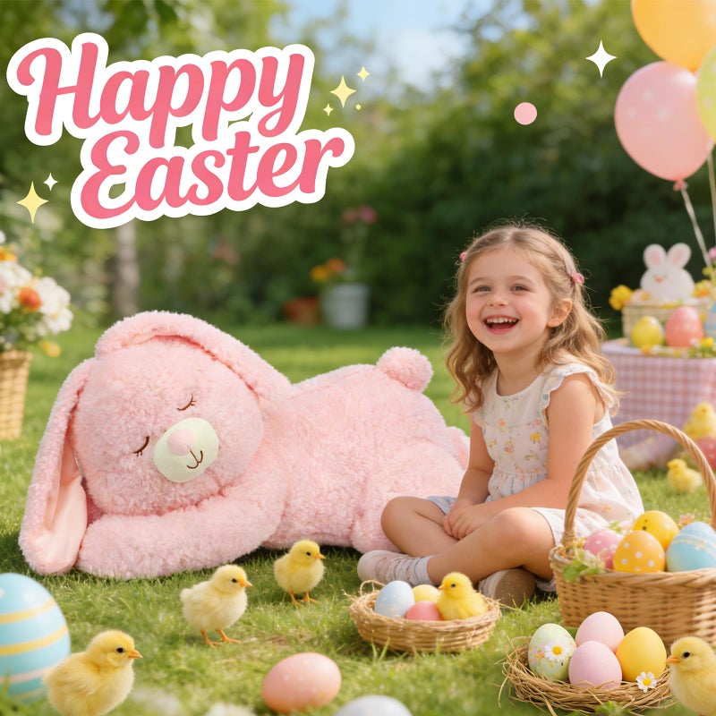 Cudhug Large 31.5" Bunny Stuffed Animal, Giant Easter Plush Bunny, Jumbo Soft Rabbit Toy Birthday Party Gifts for Kids Girls Boys - Image 2