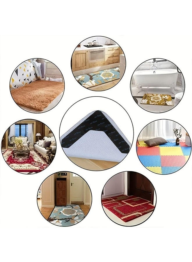 10 Pcs Reusable Carpet Stickers, Washable Never Curl Rug Grippers, Strong Non Slip Reusable Carpet Stickers for Area Rugs, Hardwood Floors, Tile Floors, Floor Mats  - Image 3