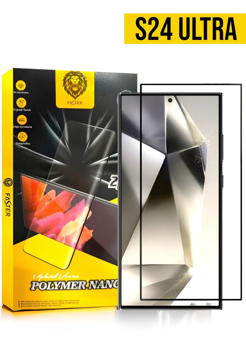 فاستر - شاشة حماية شفاف لهاتف سامسونج جالاكسي اس 24 الترا (Galaxy S24 Ultra), من Faster بتغطية كاملة من الحافة إلى الحافة مضادة للكسر و ضد البصمة - Image 1