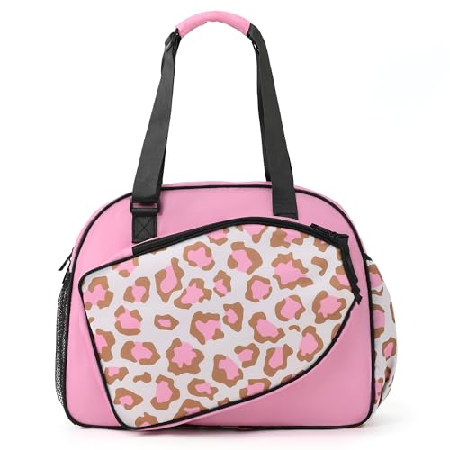 Boulder Bee Pickleball Bags Leopard Print PickleBall Tote Bag for Women Womens HandShoulder Gym Bag w Water Bottle Holder With RacquetPaddle Holder Pink leopard - Image 1