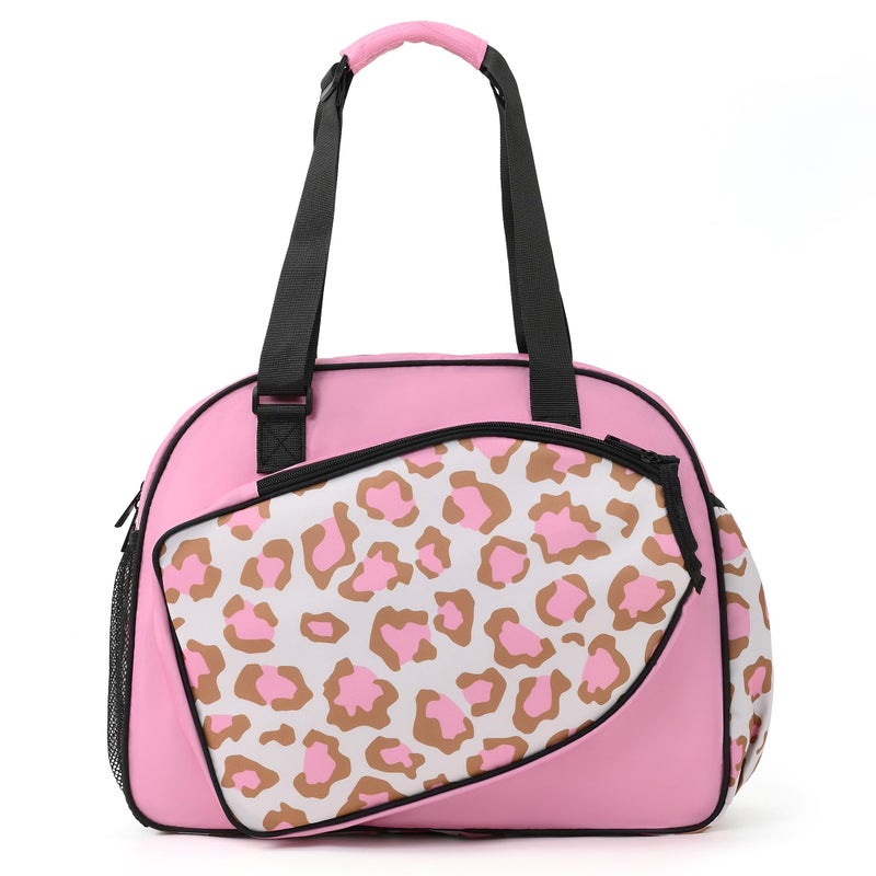 Boulder Bee Pickleball Bags Leopard Print PickleBall Tote Bag for Women Womens HandShoulder Gym Bag w Water Bottle Holder With RacquetPaddle Holder Pink leopard - Image 2