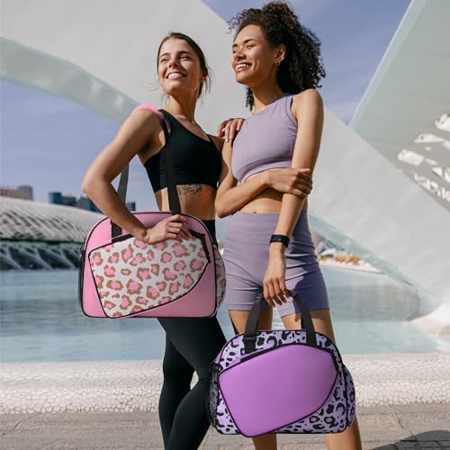 Boulder Bee Pickleball Bags Leopard Print PickleBall Tote Bag for Women Womens HandShoulder Gym Bag w Water Bottle Holder With RacquetPaddle Holder Pink leopard - Image 3