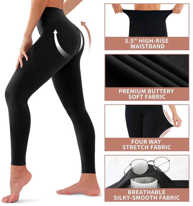 Laite Hebe Leggings for Women - High Waisted Full Length Buttery Soft Yoga Pants for Workout Athletic Daily - Image 5