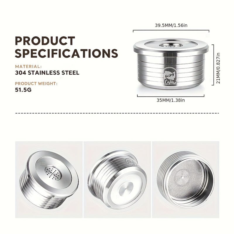 Stainless Steel Reusable Capsule Coffee Filter 1pc for Delta Q Mini Qool Machine - Image 3