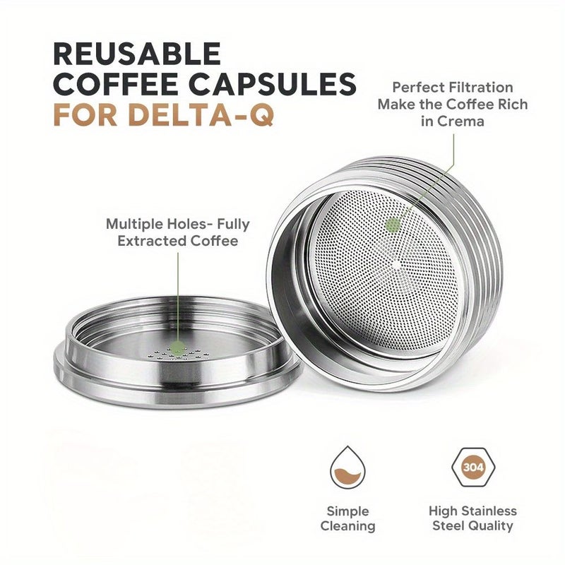 Stainless Steel Reusable Capsule Coffee Filter 1pc for Delta Q Mini Qool Machine - Image 1
