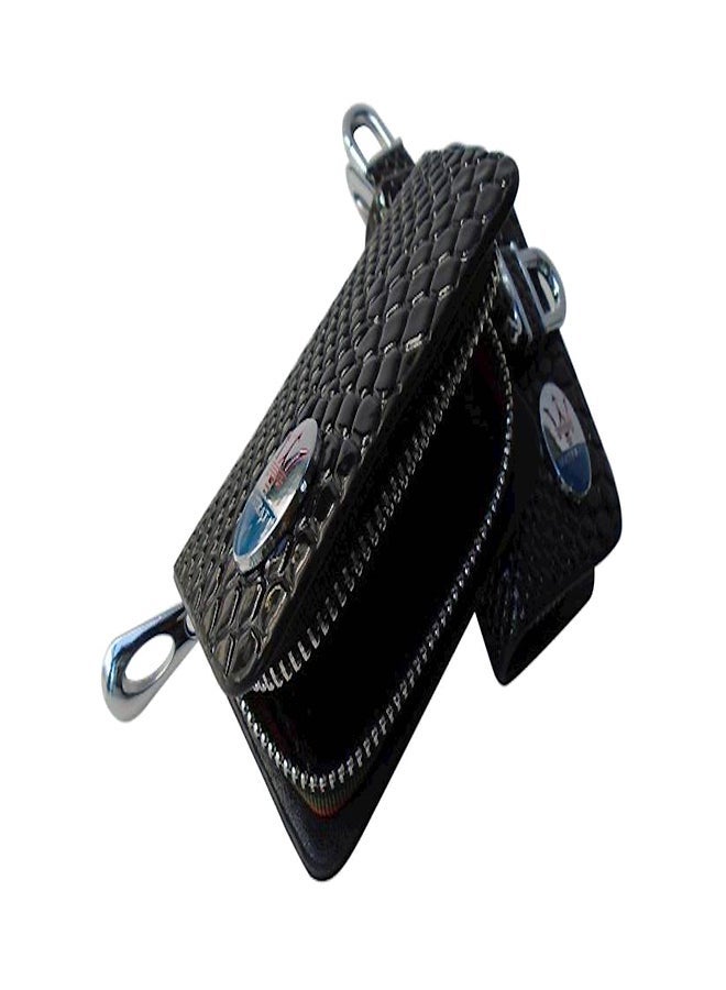 NIBEMINENT Maserati Car Black Leather Wallet Key Chain 