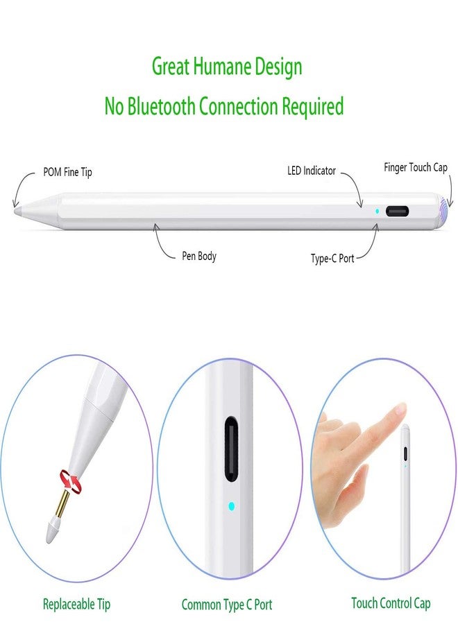 EVACH قلم ستايلس لجهاز آيباد الجيل 8/9/10 10.2 بوصة، قلم ستايلس مع خاصية رفض الكف متوافق مع قلم آبل الجيل الثاني لجهاز آيباد الجيل 8/9/10 10.2 بوصة، أبيض - Image 5