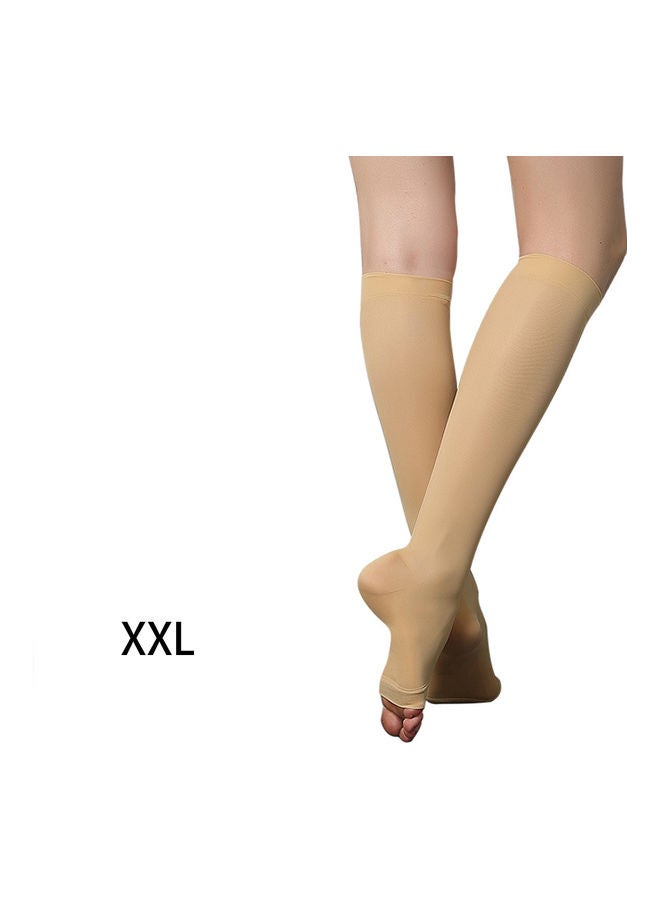 جوارب مطاطية طبية لعلاج الأوردة الدوالية بتصميم مفتوح من الأمام مقاس XXL - Image 1
