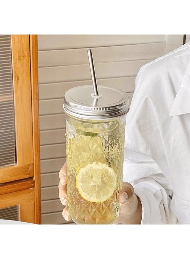 1pc Large-Capacity Heat-Resistant Clear Glass Cup With Lid And Straw Boba Milk Tea Glasses Coffee Mug Juice Cold Drink Cup - Image 5