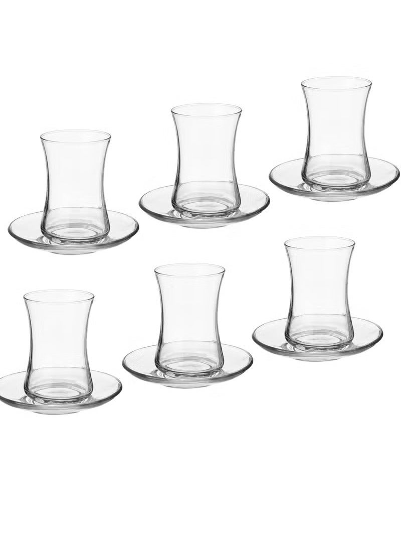HOMESTAR Turkish tea set transparent glass consisting of 6 cups and 6 saucers  - Image 1