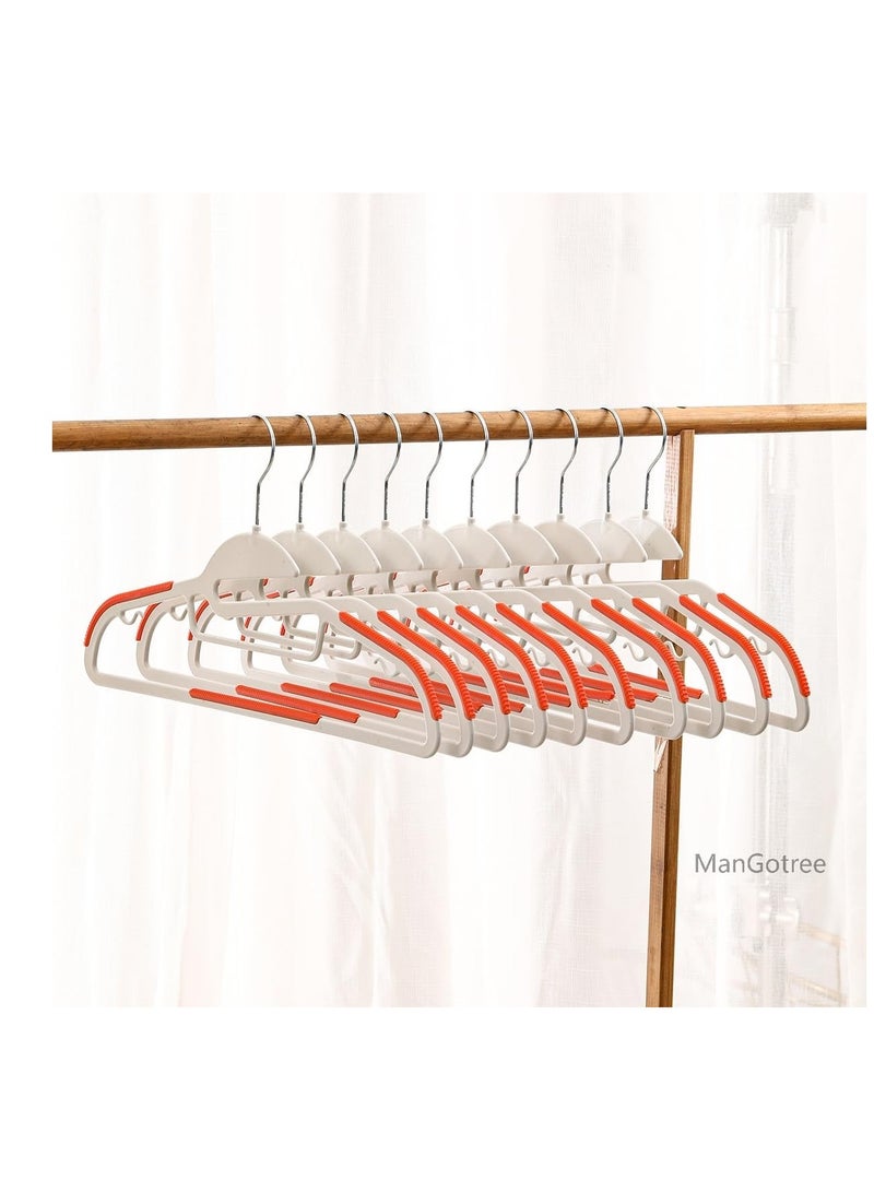ManGotree 10-Pack Plastic Clothes Hangers, Ultra Thin Non Slip Clothes Hanger Space Saving Coat Hangers, 360°Rotating Hook,Pant Hangers (SG-WT-OG) - Image 4