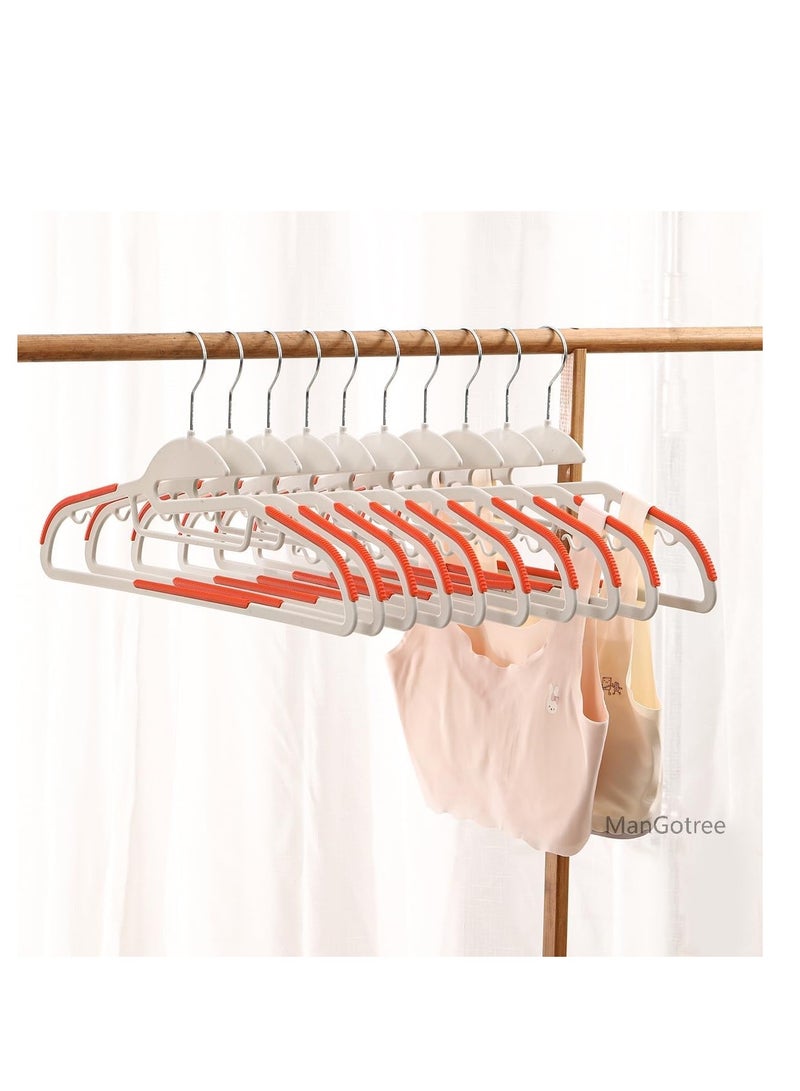 ManGotree 10-Pack Plastic Clothes Hangers, Ultra Thin Non Slip Clothes Hanger Space Saving Coat Hangers, 360°Rotating Hook,Pant Hangers (SG-WT-OG) - Image 5