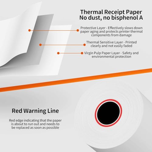 MBLABEL 2 1/4''x 85' Thermal Receipt Paper Rolls, POS Cash Register Paper Roll (5 Rolls) - Image 3