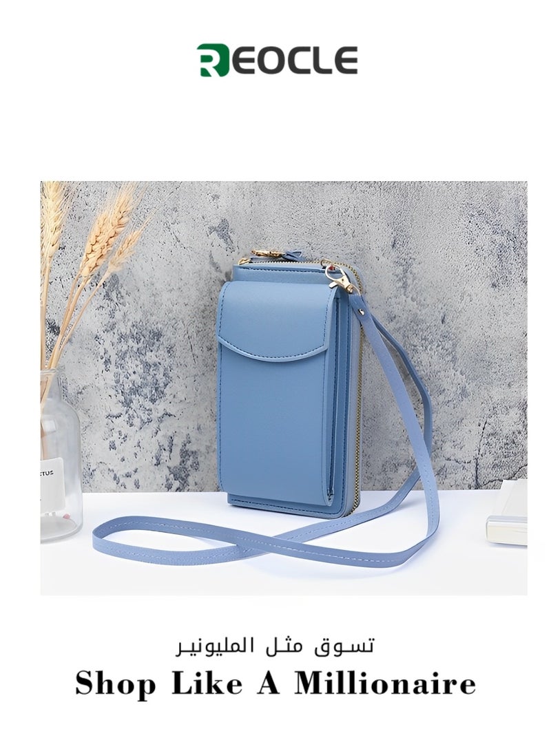REOCLE Women's Crossbody Bag Leather Cell Phone Purse Wallet Clutch Wallet with Credit Card Slots & Large Capacity Multifunctional Shoulder Bag  - Image 1