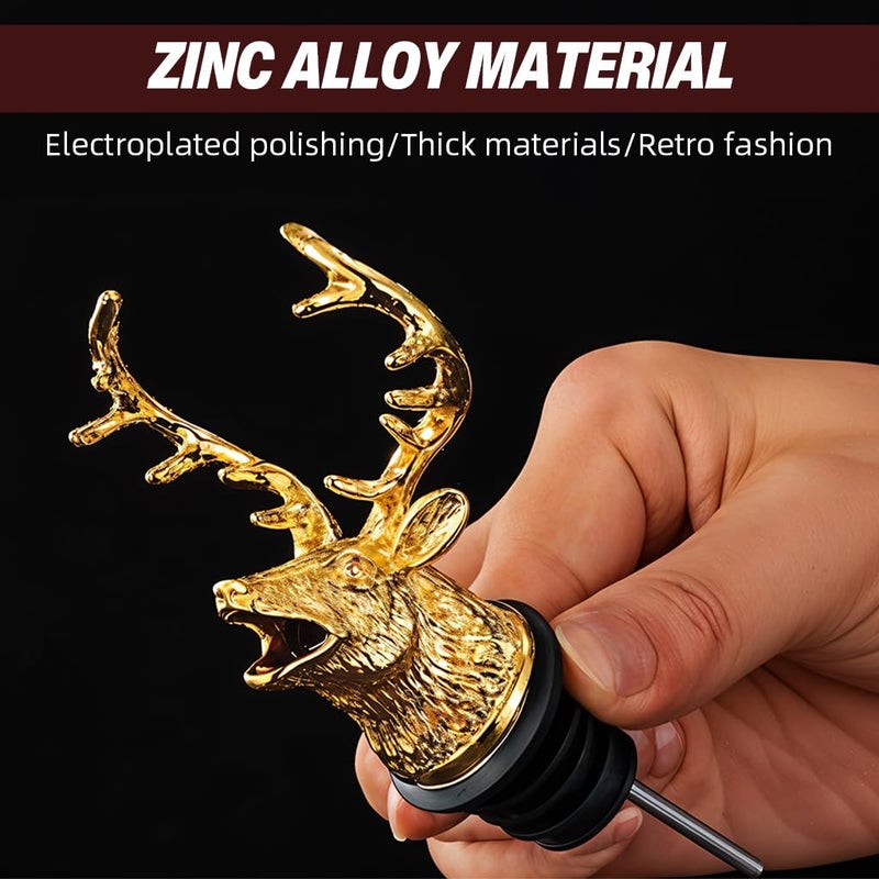 HASTHIP ® صب النبيذ - فوهة النبيذ الأحمر لزجاجة النبيذ - تمثال الغزال الذهبي - صب النبيذ - هواء النبيذ - سدادة زجاجة النبيذ العالمية - ملحقات النبيذ - هدية - Image 3