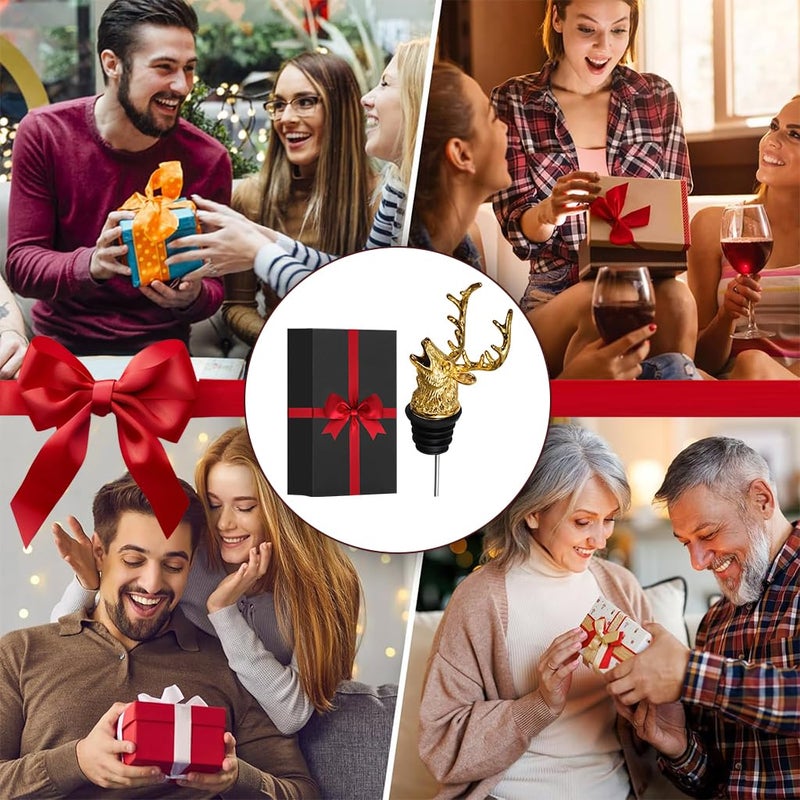 HASTHIP ® صب النبيذ - فوهة النبيذ الأحمر لزجاجة النبيذ - تمثال الغزال الذهبي - صب النبيذ - هواء النبيذ - سدادة زجاجة النبيذ العالمية - ملحقات النبيذ - هدية - Image 5