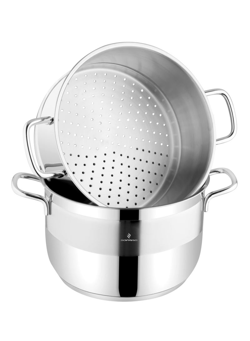سوفرام قدر طبخ بخار سوفرام استيل تركي غطاء زجاج مقاس 22 سم - Image 5