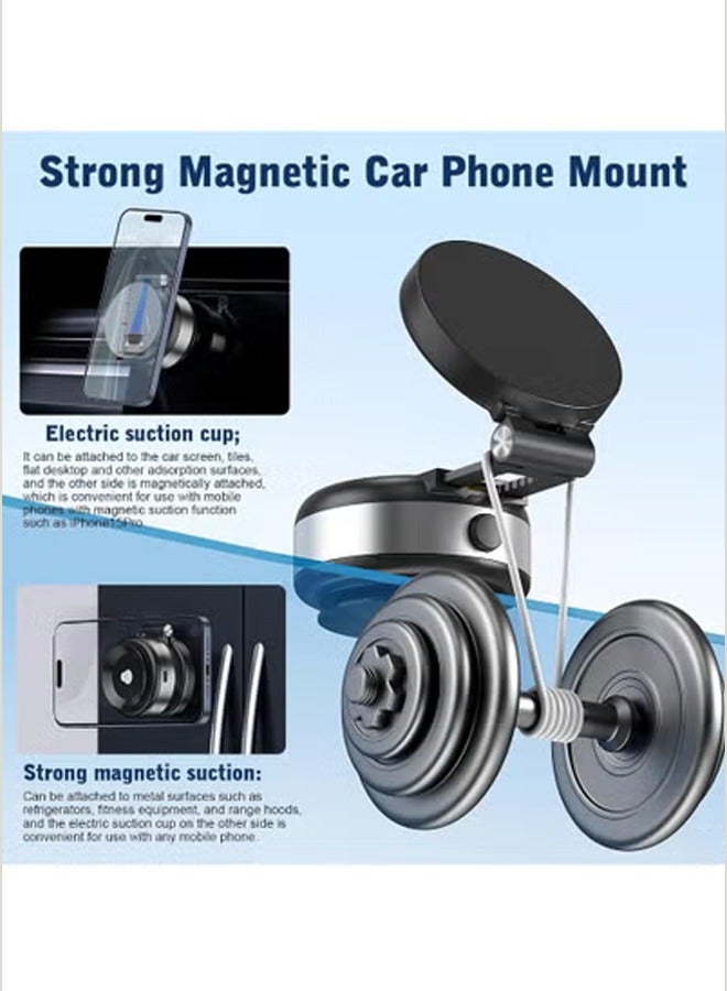 TIGER Electric Vacuum Magnetic Suction Phone Mount – 360° Rotating Magnetic Phone Holder, Foldable Smart Double-Sided Suction Design, Strong Magnetic Car Phone Holder for Cars, Mirrors & Smooth Surfaces  - Image 3