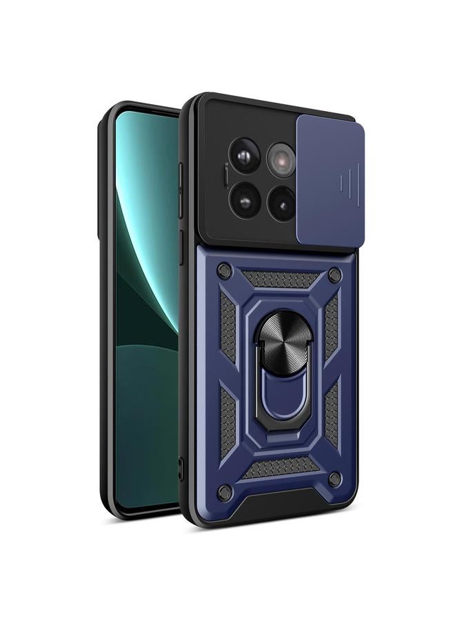 Zaboon For OnePlus 13R / Ace 5 / Ace 5 Pro 5G Sliding Camera Cover Design TPU Hybrid PC Phone Case(Blue) 