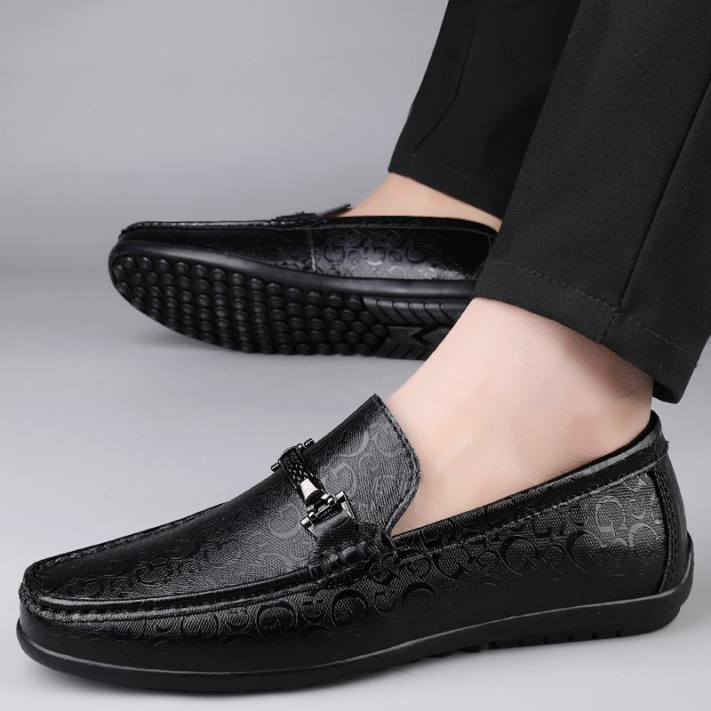 Fashion Men'S Casual Small Leather Shoes Trendy Plus Size Slip-On Driving Shoes Loafers Men'S White - Image 5