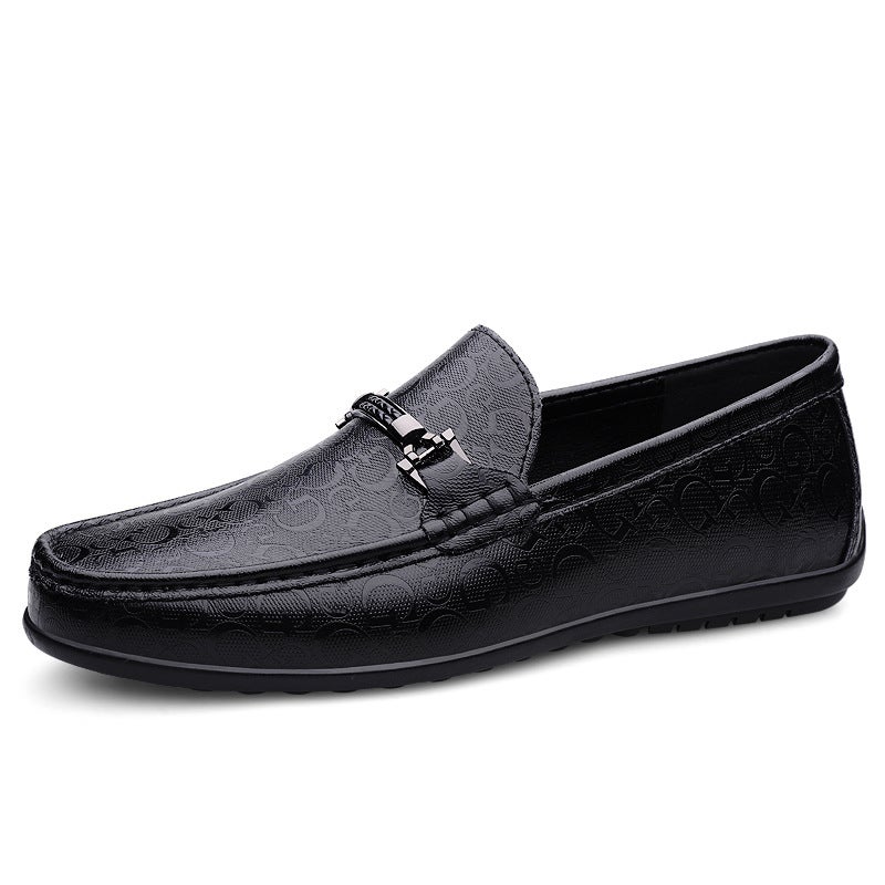 Fashion Men'S Casual Small Leather Shoes Trendy Plus Size Slip-On Driving Shoes Loafers Men'S White - Image 1