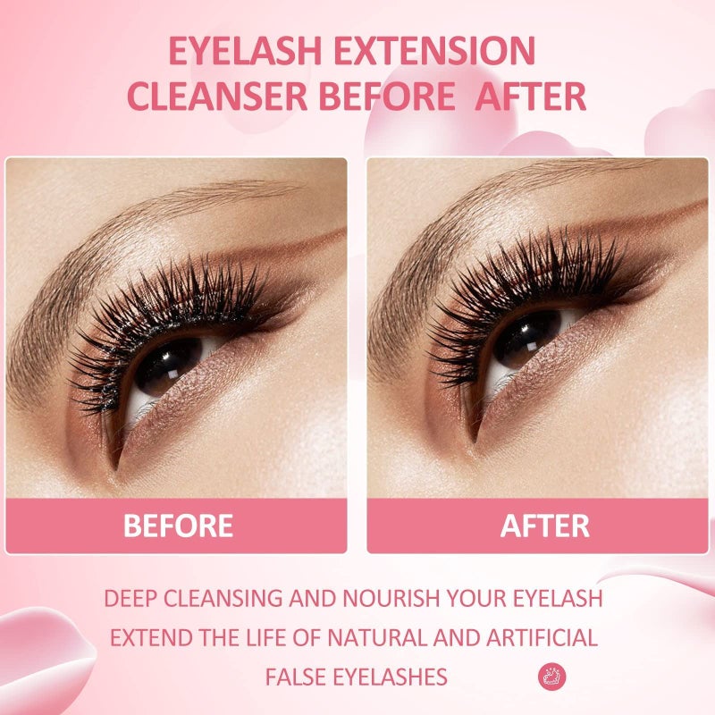 Fanmin Eyelash Extension Cleanser 60ml +Mascara Wand+ Brush Eyelid Foaming Cleanser,Eyelash Wash and Lash Bath for Extensions,Paraben & Sulfate Free,Makeup Remover,Salon and Home useï¼ˆ60ml/2fl.ozï¼‰ - Image 3
