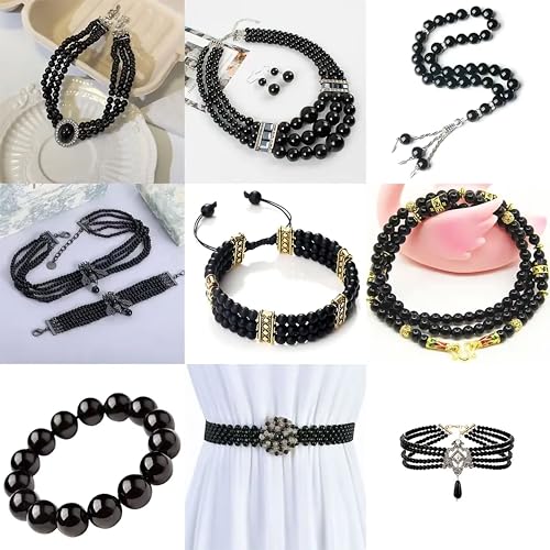 Indikonb Round Pearl Moti | Black Acrylic Faux Pearls (3MM-10MM) | Beads for Bracelet Making, DIY Jewelry, Mala & Rakhi Craft (6MM) - Image 3