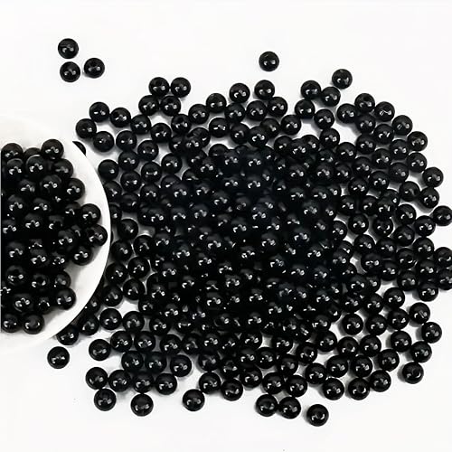 Indikonb Round Pearl Moti | Black Acrylic Faux Pearls (3MM-10MM) | Beads for Bracelet Making, DIY Jewelry, Mala & Rakhi Craft (6MM) - Image 1