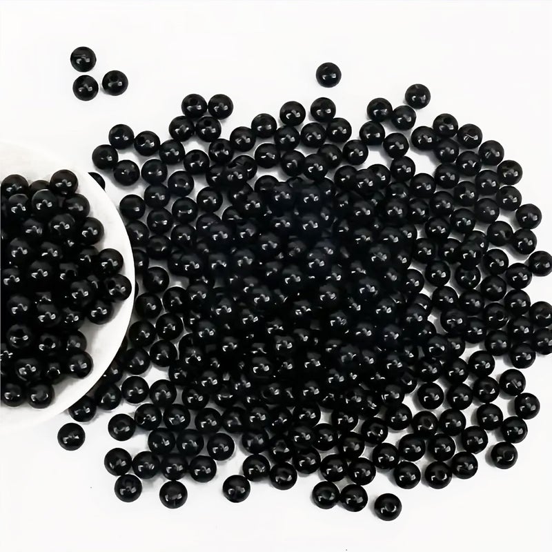 Indikonb Round Pearl Moti | Black Acrylic Faux Pearls (3MM-10MM) | Beads for Bracelet Making, DIY Jewelry, Mala & Rakhi Craft (6MM) - Image 5