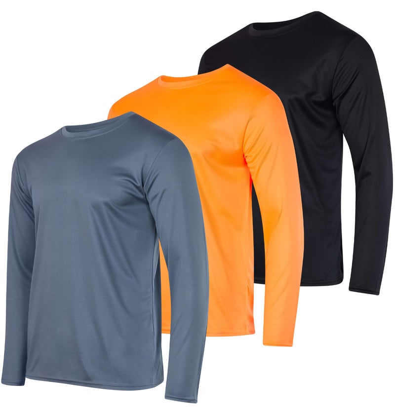 REALESSENTIALS Real Essentials 3 & 5 Pack: Men's Mesh Quick Dry Athletic Long Sleeve T-Shirt UPF SPF UV Sun (Available in Big & Tall) - Image 1