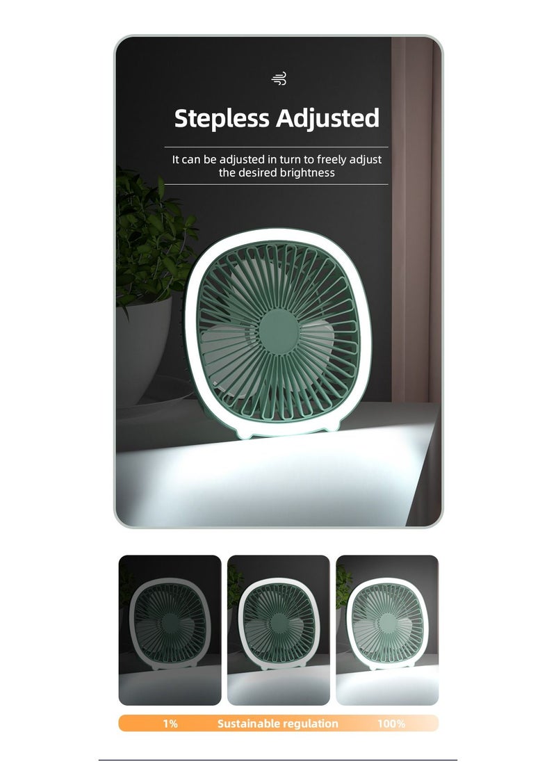 Sunhome - 3-Speeds Portable USB Desktop Table Fan with Lamp 5W 1200mAh HH-189 Green - Image 1