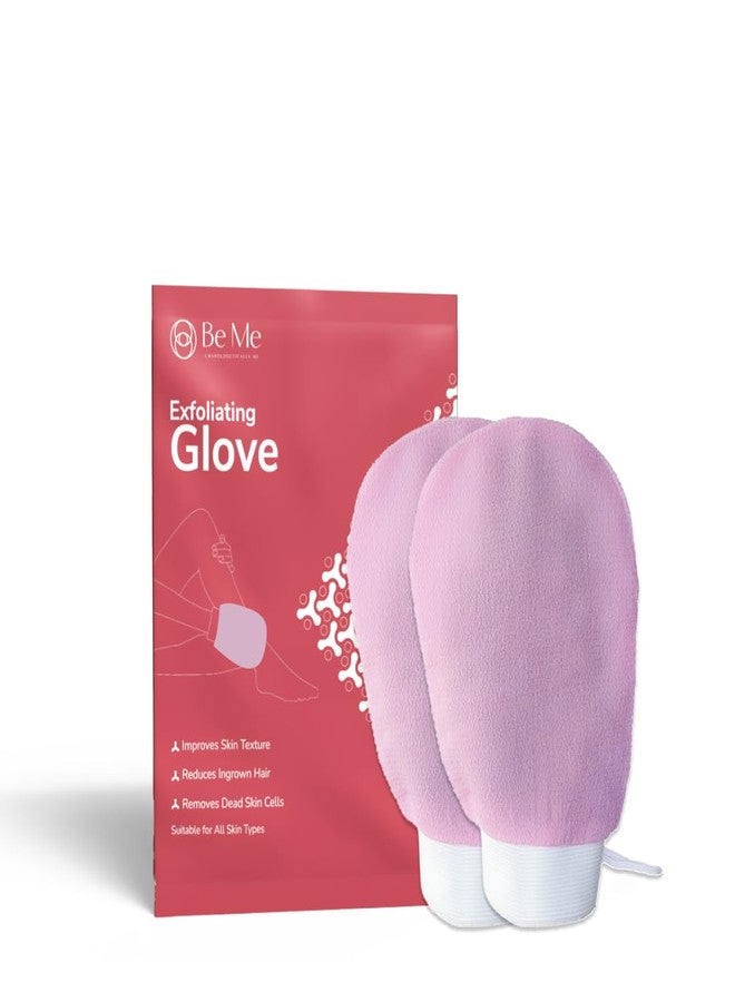Beme Be Me Exfoliating Glove | Deep Exfoliation & Gentle Scrub | Loofah For Men & Women | Removes Dead Skin & Impurities | Reusable & Quick-Drying for All Skin Types - Baby Pink (Pack of 2) - Image 1