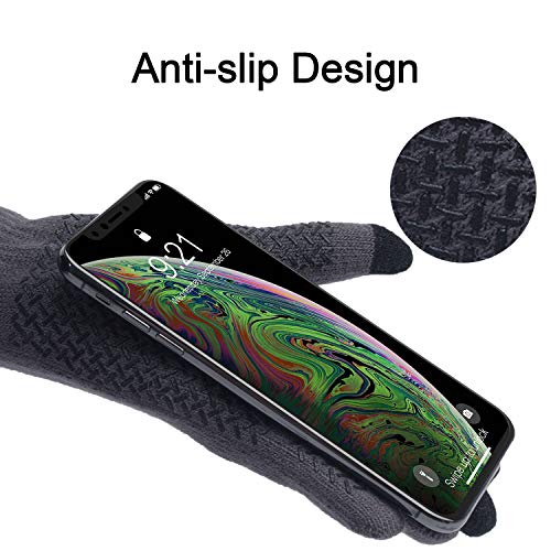 ViGrace Winter Touchscreen Gloves for Men & Women with 3 Fingers Dual-layer Touch Screen Warm Lined Anti-Slip Thermal Knit Driving Texting Glove(Gray, Medium) - Image 3