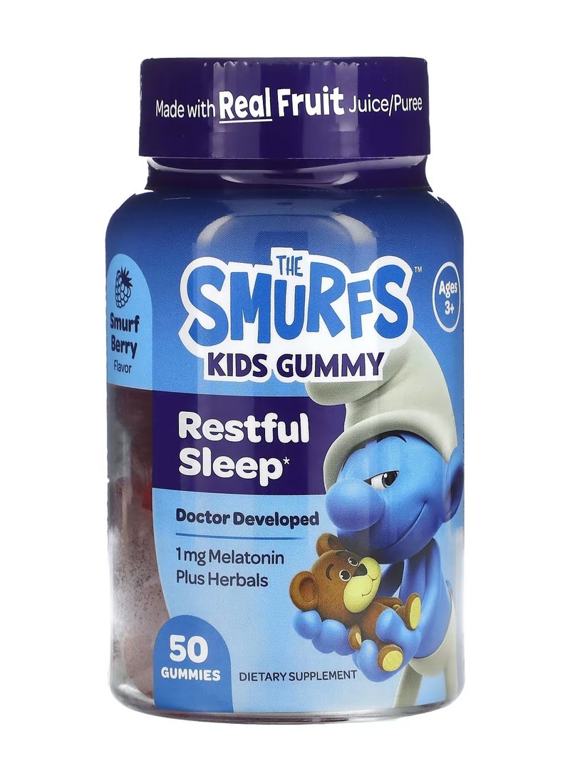 THE SMURFS Kids Gummy, Restful Sleep, Ages 3+, Berry, 50 Gummies  - Image 1