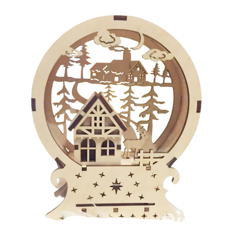 LET'S DIY LETS DIY MDF Wooden Christmas Theme Houses for Decoration 3D Holiday Crafts for Kids Adults Customizable Wooden Cutouts for Painting DIY Christmas Dcor Kit for Fun Creative Festive Home Decoration - Image 1