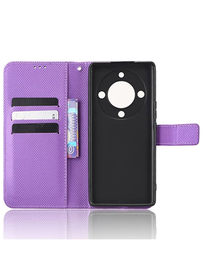 Diamond Pattern Flip Cover Leathe Case Compatible with Huawei Honor X9a X40 Magic5 Lite 5G HonorX9A Lanyard Wallet Clip Simplicity Stand Holder Housing (Purple,Honor X9a)  - Image 5