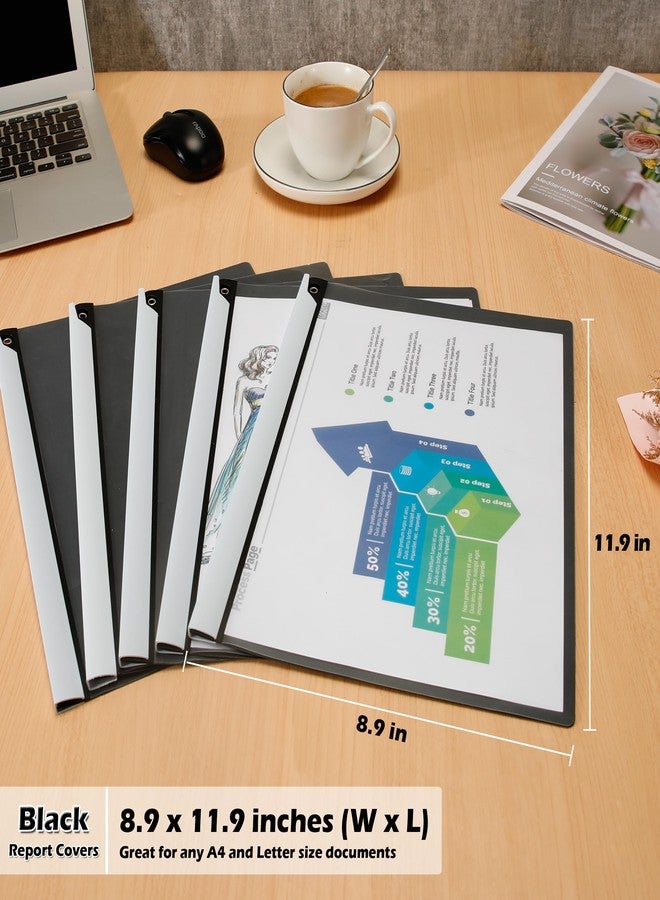 Dlicoda Report Covers with Swing Clip, 10 Pack Clear Front Presentation folders for A4/Letter Size, 8.9'' x 11.9'', 40 Sheet Capacity, No Punch Needed (Black) - Image 5