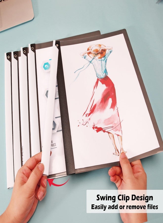 Dlicoda Report Covers with Swing Clip, 10 Pack Clear Front Presentation folders for A4/Letter Size, 8.9'' x 11.9'', 40 Sheet Capacity, No Punch Needed (Black) - Image 3