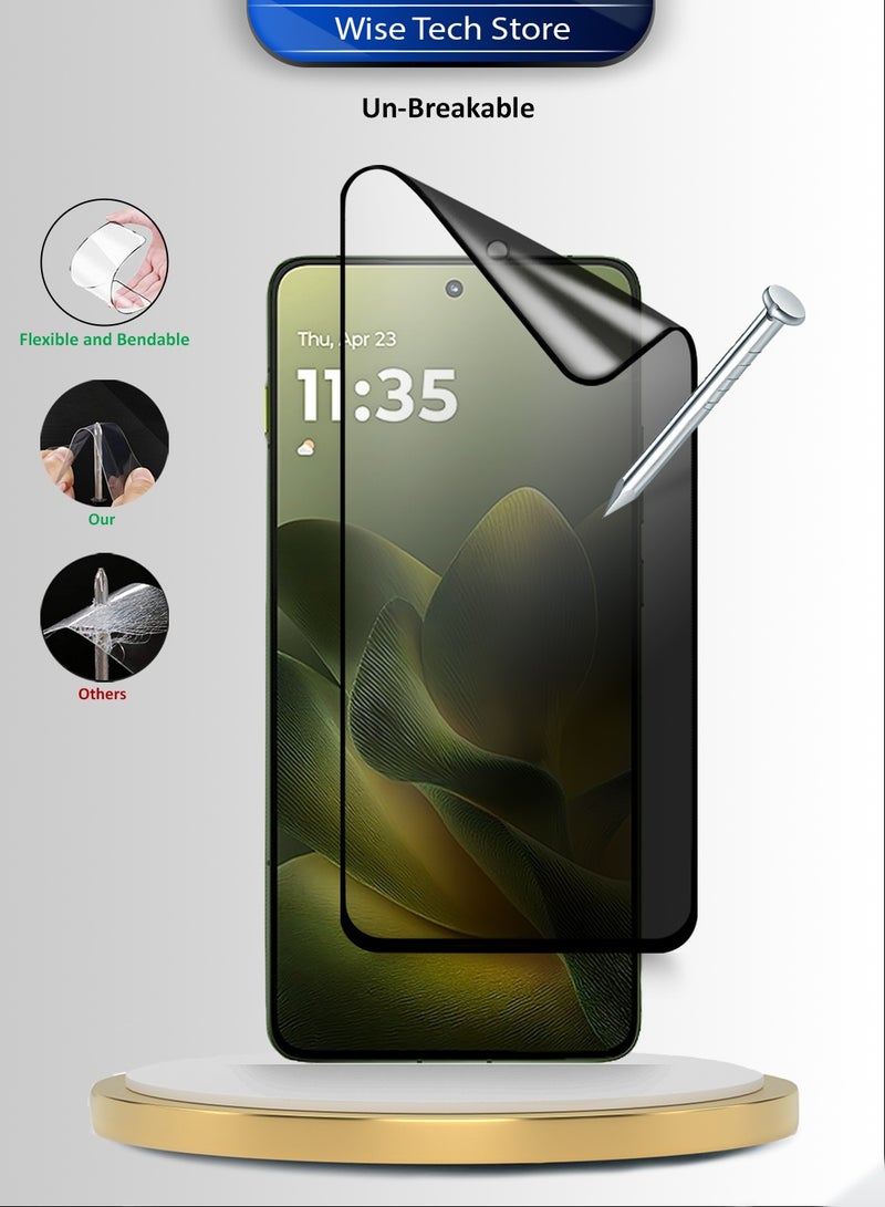 Wtech Motorola Edge 70 5G 2025 Premium Nano Ceramic Privacy Full Glue Full Cover Matte Flexible Screen Protector (MSCNMP) - Clear/Black - Image 3