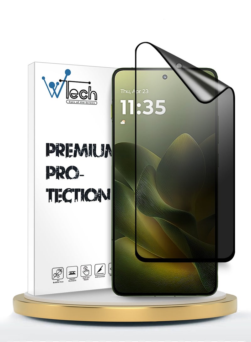 Wtech Motorola Edge 70 5G 2025 Premium Nano Ceramic Privacy Full Glue Full Cover Matte Flexible Screen Protector (MSCNMP) - Clear/Black - Image 1