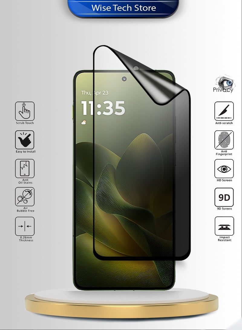 Wtech Motorola Edge 70 5G 2025 Premium Nano Ceramic Privacy Full Glue Full Cover Matte Flexible Screen Protector (MSCNMP) - Clear/Black - Image 2